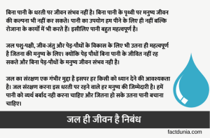 Jal Hi Jeevan Hai Essay in Hindi