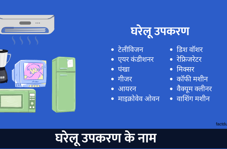 घरेलू उपकरण के नाम और उपयोग