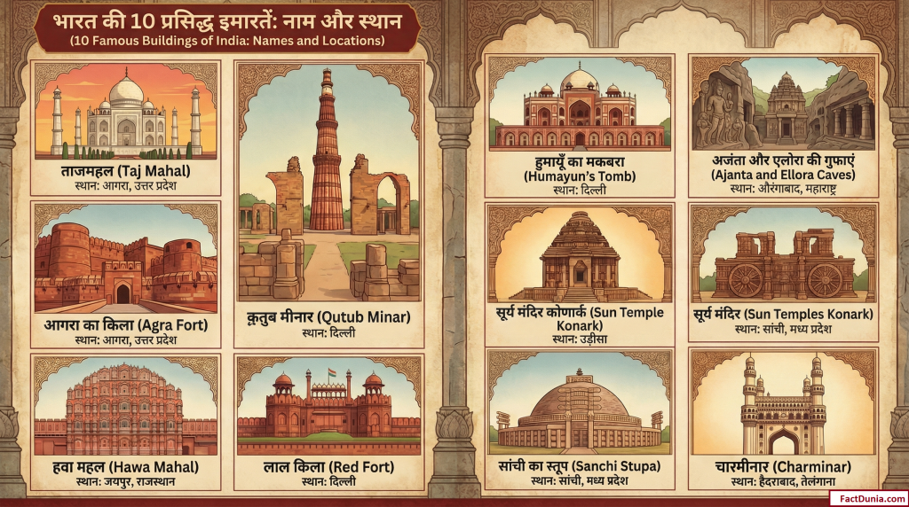 भारत के प्रसिद्ध इमारतों के नाम
