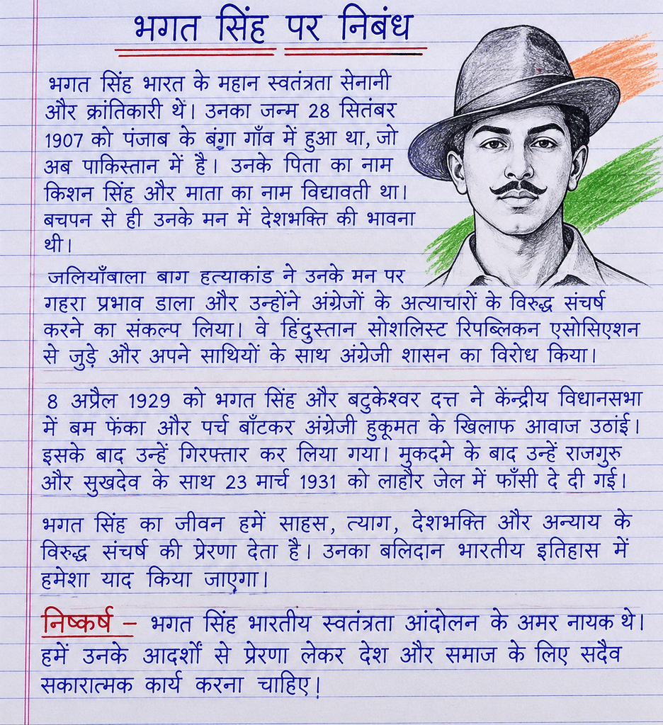 भगत सिंह पर निबंध 