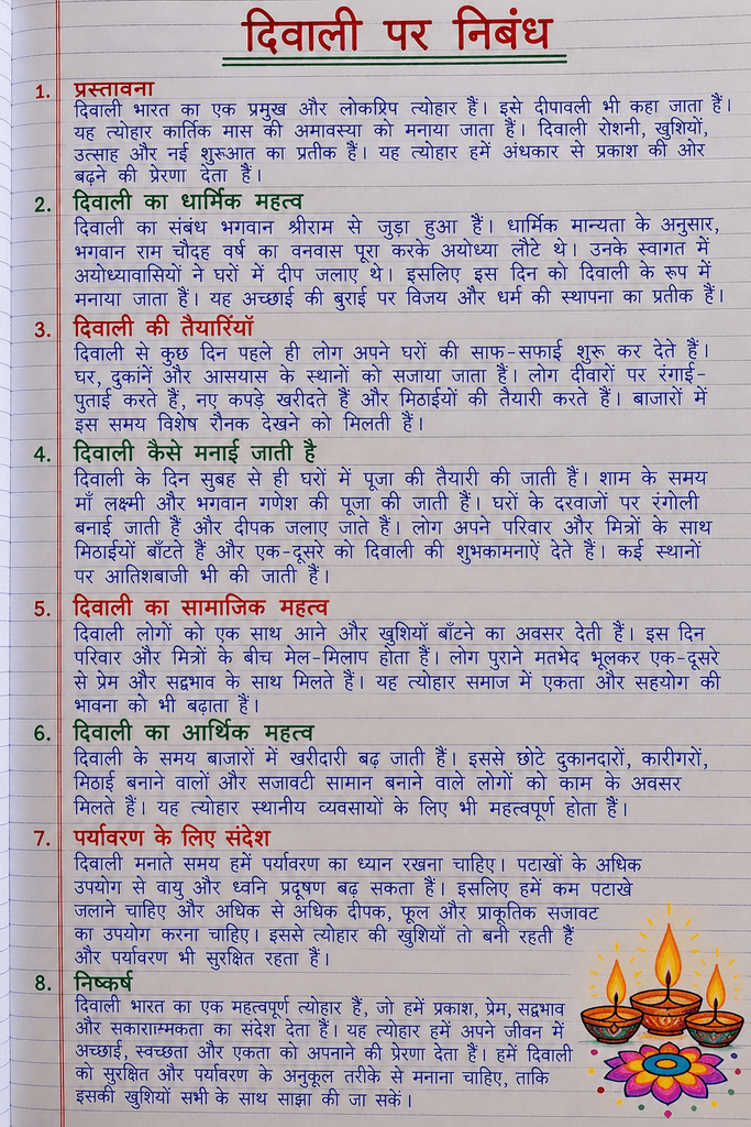 Diwali Essay in Hindi