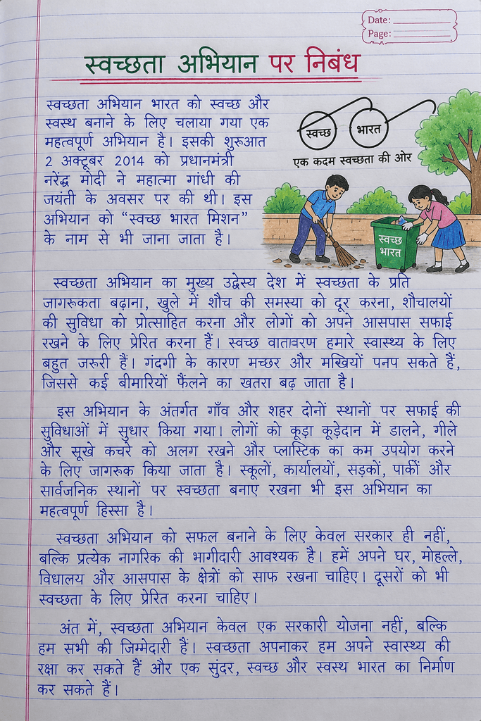 swachhata abhiyan par nibandh